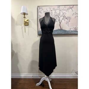 Alyn Paige 90s/y2k Black Halter Handkerchief Hem Cocktail Dress Size S lbd goth